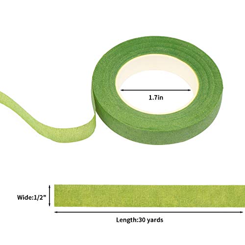 CCINEE 2 Rolls 1/2" Wide Floral Tape with 30 Yards Light Green Florist Tape for Bouquets Stem Wrapping DIY Crafts Floral Arrangement