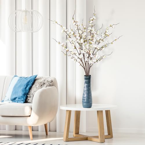 Sggvecsy Artificial Plum Blossom Flowers 4 Pcs Faux Cherry Blossom Stems Faux Silk Plum Blossom Branches 36.2’’ Fake Flowers Long Stems for Vase Arrangements Home Wedding Table Decor (White) - color: White