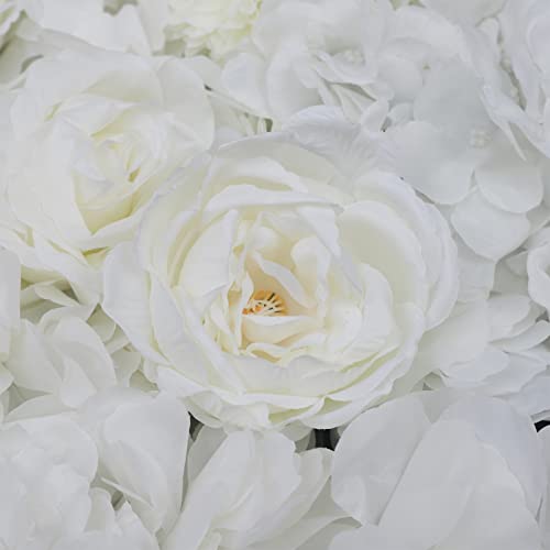 6Pcs Artificial Flower Wall Panels Silk Flower Wall Panels Backdrop Flower Wall Decor Floral Wall Mat Faux Flower Panel for Wedding, Party, Nursery, Home Decor (Ivory White) - color: Ivory White