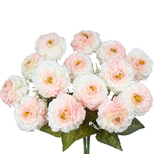 2 Pcs Artificial Flowers Zinnias Silk Flowers with Stems Zinnia Elegans Artificial Flowers for Outdoors Floral Arrangements Table Centerpieces Wedding Party Home Spring Summer Decor Pink - color: Light Pink