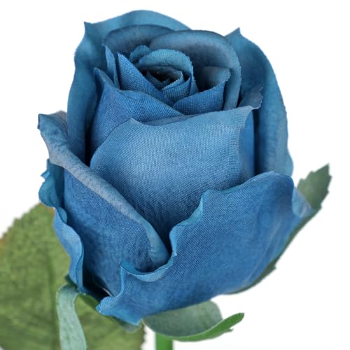 Artificial Realistic Roses Blue Flowers 24" Real Touch Silk Roses Bouquet Long Stems Rose Fake Roses Decor for Home Party Wedding Table Centerpieces Roses Realistic - 5 Pcs - color: Navy Blue