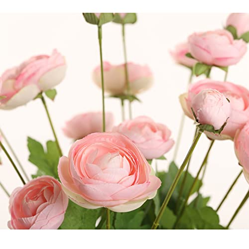 Artificial Silk Flowers Ranunculus Fake Flower,Suitable for Core Decorations,Weddings,Homes,Artistic Decorations,and Props (Pink) - color: Pink