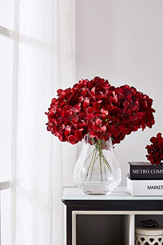 Hydrangea Silk Flowers Heads with 10 Stems Burgundy Artificial Hydrangea Flower Head for Wedding Centerpieces Bouquets DIY Floral Decor Home Decoration - color: 10pcs Burgundy, size: Large