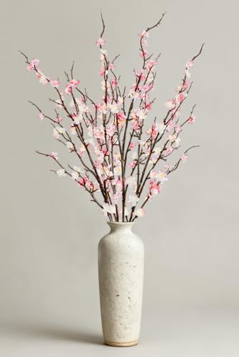 4 Pcs Cherry Blossom Branches 39 Inch Pink Fake Flowers Spring Decorations for Home Decor, Artificial Flowers Long Stem Branches for Vase Wedding Office Party Table Decor Centerpieces - color: Pink, size: 4 Pcs