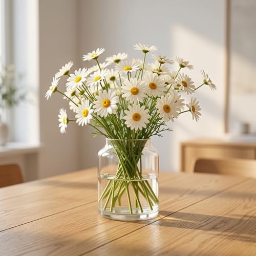 10 Bundles White Artificial Daisy Flowers, 20" UV Resistant Outdoor Fake Wildflowers with Stems & Faux Greenery for Home Garden Vase Table Decor - color: White