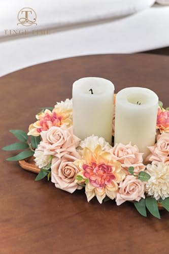 TINGE TIME Artificial Flowers Combo Box Set, Blush Gradient Color Fake Flower Leaf with Stems for DIY Wedding Bouquets Table Centerpieces Baby Shower Home Party Floral Arrangements Decorations - color: Blush