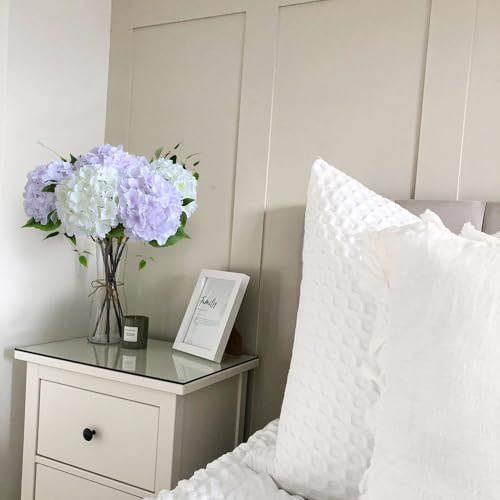JINWOE Light Purple Fake Hydrange Flowers, 5Pcs 20Inch Large Boho Silk Flowers, Lifelike Hydrangeas Artificial Flowers for Bouquet Table Centerpieces Baby Showers Wedding Home - color: Light Puple