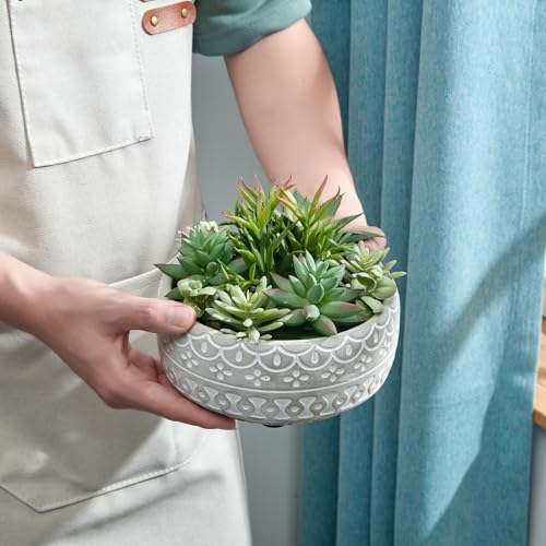 6inch Artificial Succulent Plants in Pots,Fake Succulents with Grey Textured Ceramic Pot for Home Office Desk Bathroom Coffee Table Decor - color: Grey#2, size: 6inch