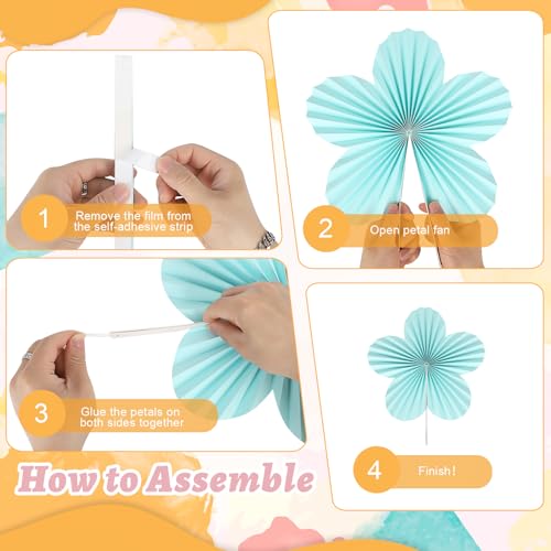 COCHIE Pastel Paper Flowers Decorations for Party Wall Classroom Birthday Wedding, 9PCS Spring Tissue Floral Fan, Back to School Flower Fans Bulletin Board Borders Decor (Light Color)