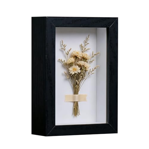 4x6 Shadow Box - Black Wooden Deep Picture Frame with Shatter-Resistant Panel for Wall Decor | 3D Display Case for Military Medals, Flowers, Photos, and Crafts | Easy to Open & Ready to Hang Gift Idea - color: Black, size: 1Pcs 4x6in