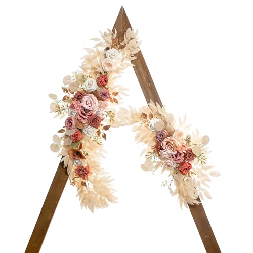 Lisuun Wedding Arch Flowers, Artificial Flowers for Decoration, Large Flower Swag for Boho Styles Wedding Ceremony Floral Decor - Pack of 2 - color: Champagne