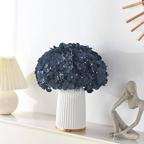 10PCS Artificial Hydrangea Flowers, Fake Hydrangea Silk Flowers Heads with Stems for Wedding Home Party Shop Baby Shower Decoration-Bluish Grey - color: New-bluish Grey