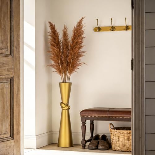 Tall Gold Floor Vase 23.6″ – Glossy Resin Decorative Floor Vase for Pampas Grass, Branches & Dried Flowers, Modern Farmhouse Indoor Home Decor - color: Gold