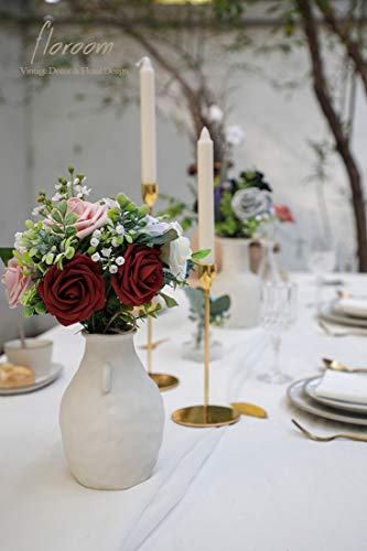 Floroom Artificial Flowers 25pcs Real Looking Burgundy Foam Fake Roses with Stems for DIY Wedding Bouquets Red Bridal Shower Centerpieces Party Decorations - color: Burgundy, size: 25Pcs
