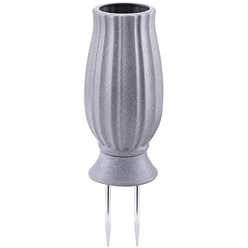 Cemetery Vase with Metal Spike for Artificial Flower Grave Decorations | Cemetery vases for grave，Flower holder for cemetery，Cemetery decorations for grave - color: Grey Granite