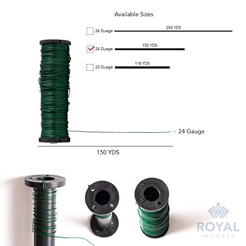 Royal Imports Bulk Green Paddle Wire Spool 150 YD roll, 24 Gauge, Floral Arrangements, Florist Supplies, Jewelry, Gift, Crafts, Wreath Making, Flower Garland, Plant Stem Garden Ties, Bouquet Bind Wrap - size: 24 Guage