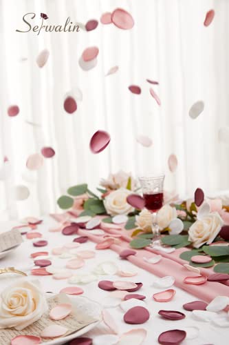 Serwalin 300Pcs Silk Pink Rose Petals Artificial Flower Petals for Wedding, Peach Pink Petals Bulk for Anniversary Decor,Party Romantic Decorations Table or Wedding Cake Decor(5 Color Mixes) - color: A Peach Pink, size: 300pcs