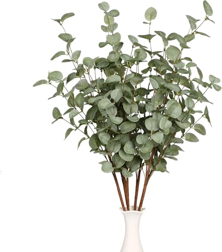 12 Pcs 27" Eucalyptus Stems Greenery Stems Eucalyptus Leaf Spray in Green Silk Plastic Plants Floral Artificial Plants for Home Party Wedding Decoration - color: Green -12 Pcs