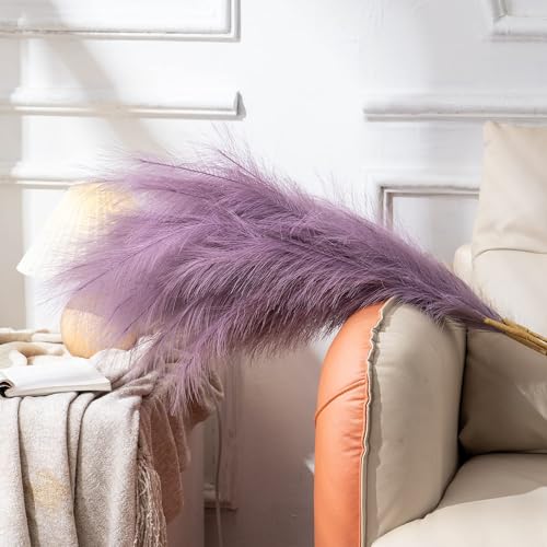 12 Pcs Lavender Purple Faux Pampas Grass Decor 38"/3.1FT Tall Fake Pompas Floral Large Artificial Pompous Grass Branches Plants for Floor Vase Filler Home Boho Decoration - color: Lavender Purple