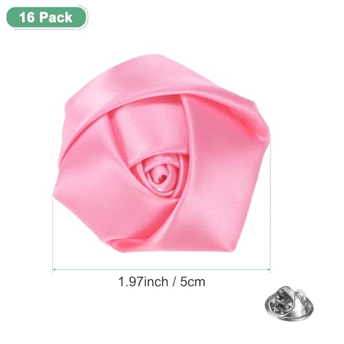 M METERXITY 16-Pack Lapel Pin for Men, Handmade Flower Brooch Button Pins for Men Suits, Formal Boutonnieres for Wedding/Groom/Corsage - color: Pink