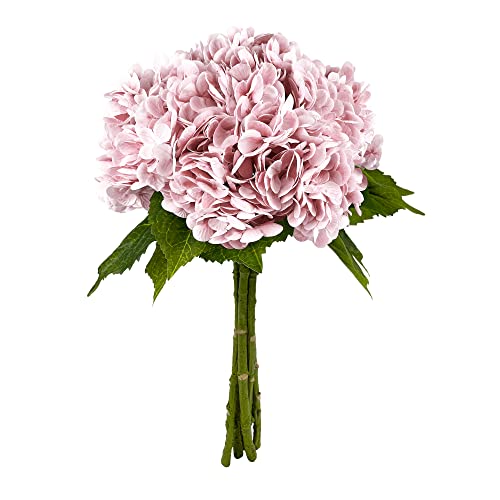 Yatim 21In Pink Artificial Hydrangea Flowers 5 Pcs Real Touch 3D Print Latex Flowers for Wedding Centerpieces Bouquets DIY Floral Decor Home Decoration with Stems - color: Pink