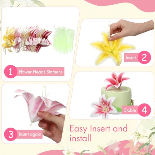 Suncalla 30 Pack Large Artificial Lilies Flower Heads with Realistic Stamens 5.9" Faux Fake Lily Flower Heads Bulk for DIY Crafts Cake Wedding Bridal Wreaths Table Home Party Decor (Multicolor) - color: Multi Color
