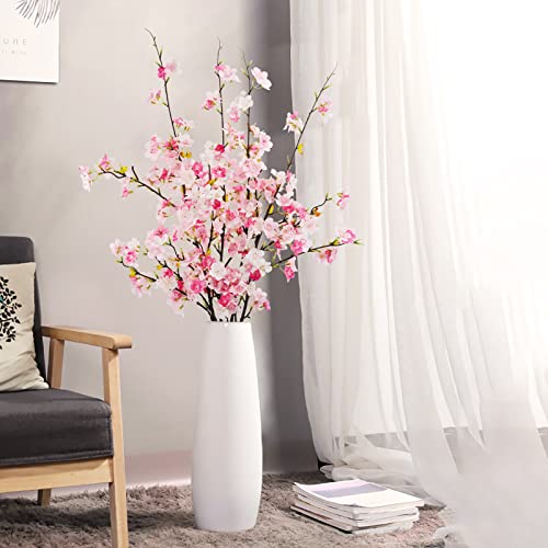 obbsie 4Pcs Artificial Cherry Blossom Flower Branches, 39.4" Fake Silk Pink Cherry Blossom Tree Stems Faux Cherry Flowers Vase Arrangements for Home Wedding Table Centerpieces Vase DIY Decor - color: Pink, size: 4pcs