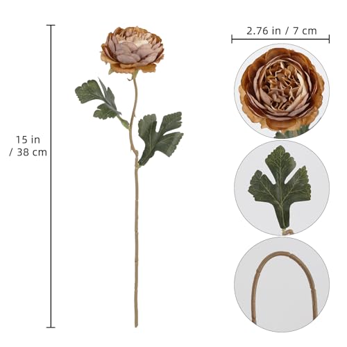 IPOPU 10pcs Coffee Peonies Artificial Flowers Real Touch Silk Peonies with Stems Real Look Fake Peony for Home Wedding Hotel Office Party Centerpiece Decorations - color: Coffee