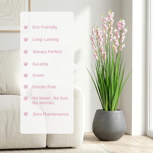 Fake Plants Home Decor Fake Flowers Artificial Plants Outdoor Tall Grass Plant Artificial Pampas Grass Decor Artificial Plants Indoor Fake Grass Living Room Decor Artificial Grass 36" 2PCS（Pink） - color: 90cm Pink-2pcs