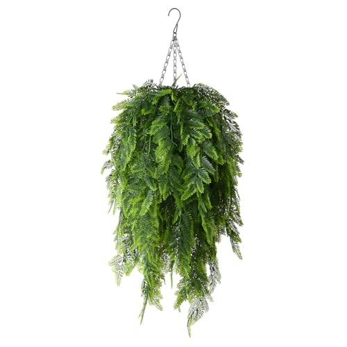 ZFProcess Artificial Faux Hanging Plants Basket for Spring Outdoor Summer Decoration, Fake Grass Plant UV Resistant Look Real for Outside Porch Home Patio Balcony Yard(Green) - color: C Green