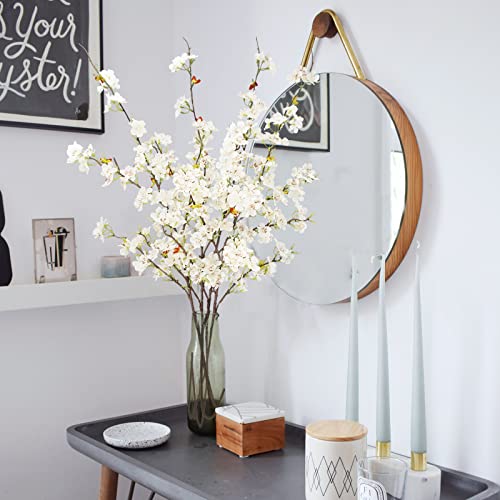 obbsie 4pcs Artificial Cherry Blossom Flower Branches, 39.4" Fake Silk Pink Cherry Blossom Tree Stems Faux Cherry Flowers Vase Arrangements for Home Wedding Table Centerpieces Vase DIY Decor, White - color: White, size: 4pcs