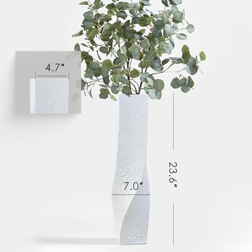 Tall Floor Vase 23.6 Inch, White Resin Vases with Web Gold Line Pattern, Modern Tall Vase for Living Room Bedroom Corner, Decorative Vase for Pampas Grass Dried Flowers Feathers Branches - color: White, size: 23.62 Inches