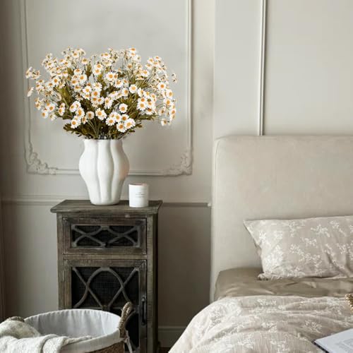 Melorca&Guilla Artificial Flowers Fake Flowers,6PCS 20" Faux Floral Stems for Vase, Artificial Flowers Faux Flower Arrangements for Wedding Party Shop Garden Office Home Décor - color: White Chamomile