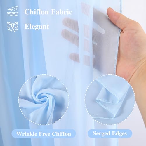 Wedding Arch Draping Fabric, 1 Panel 18FT Baby Blue Sheer Backdrop Curtain Chiffon Fabric Drapery Voile Scarf Draping Panels for Wedding Archway Ceremony Curtain Valance Party Decoration - color: Bayby Blue Drapes Curtain, size: (1 Panel )6 Yards/18ft