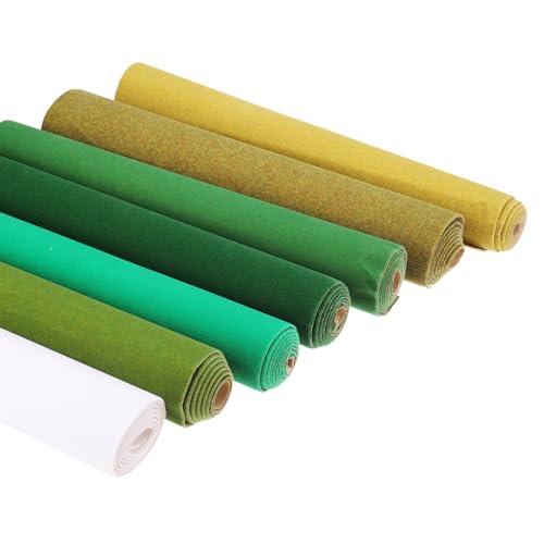 MECCANIXITY Artificial Model Grass Mat 16 Inch x 39 Inch Artificial Grass Turf Realistic Fake Grass Decor for Model Trains Scenery Craft Lawn Garden Decoration, Grass Green - color: Grass Green