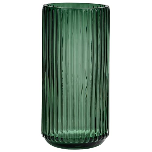 TIMEFOTO Flower Vase 7.5 inch Green Thickened Glass Vase for Bookshelf,Dinner Table,Indoor Office Desktop,Meeting Room,Bathroom,Countertop,Home Christmas Day Decoration - color: Glass Green, size: 7.5 inch
