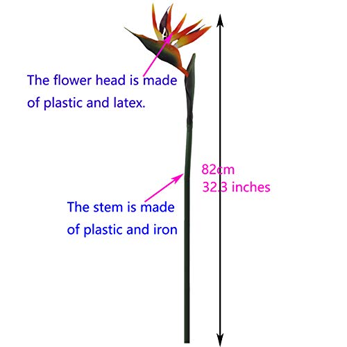 Calcifer 32'' Real Touch Bird of Paradise Artificial Flowers Bouquet for Home Garden Decoration/Wedding Party Decor (OrangRed,5 Stems) - color: Orangred,5 Stems