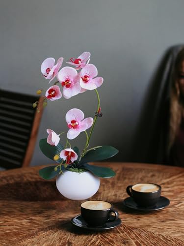 Forlaoers 17" White Fake Orchid in Vase Artificial Orchids That Look Real with Pot Artificial Flowers for Home Decor Indoor Office Bathroom Decoration Table Centerpieces - color: A8:white B Orchid With Vase