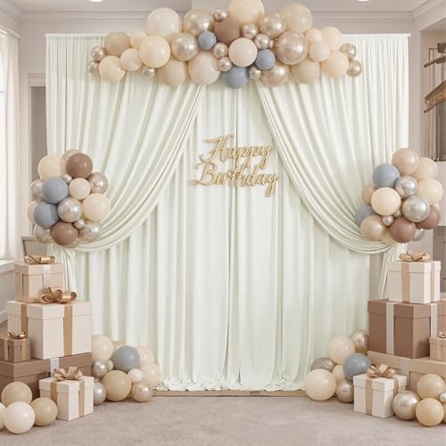 10ft x 8ft Ivory Backdrop Curtain for Parties, Polyester Photo Backdrop Drapes for Wedding Birthday Baby Shower Party Photography Background Home Decor - color: Ivory, size: 10ftx8ft