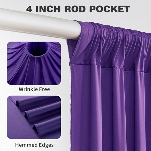 10ftx12ft Purple Backdrop Curtains for Wedding Parties, Wrinkle Free Polyester Photo Backdrop Drapes 2 Panels 12 ft Long Back Drop Cloth for Girl's Birthday Party Photography Background - color: Purple, size: 5ft(W)x12ft(H)_2 Panels