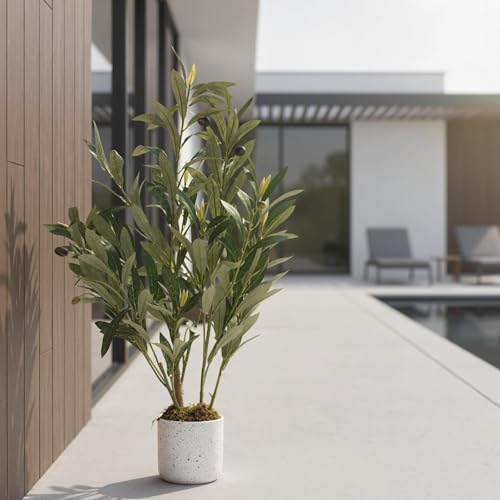 2ft Artificial Olive Tree with Pot, Lifelike Leaves & 8 Fruits, Small Artificial Olive Tree Indoor for Living Room Decor, Evergreen Fake Plants for Christmas Home Decor - size: 4in