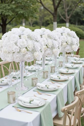 2pcs Large Artificial Flowers Centerpieces Decor for Tables Floral Arrangement Bouquet for Wedding Reception Aisle Ceremony Party Flowers Balls (Without Stand) (2pcs 15'' White) - color: 2pcs 15'' White