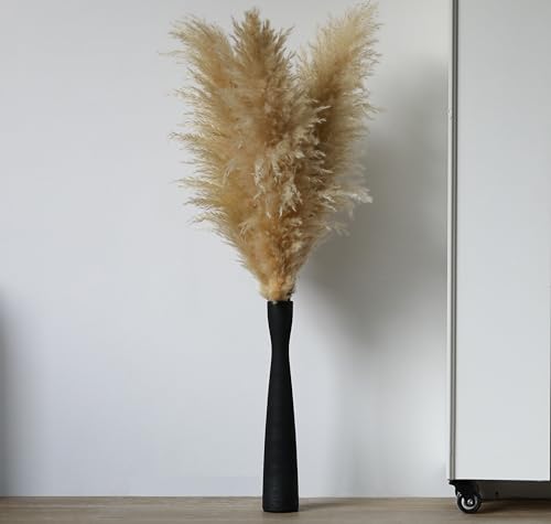 AETVRNI 16" Tall Black Ceramic Vase Home Decor,Floor Vase for Pampas Grass | ‌Modern Minimalist Textured Skinny Vase for Dried Flowers,Faux Stems or Branches - Bathroom,Entryway,Fireplace,Corner‌ Decor‌ - color: Black 40cm