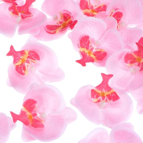 M METERXITY 20-Pack Artificial Orchid Flower Heads, Silk Faux Butterfly Flowers Head for Wedding/Bouquet/Bridal/Party Decor, Fake Phalaenopsis Petals Bulk [2.76 Inch, Pink] - color: Pink, size: 2.76 Inch