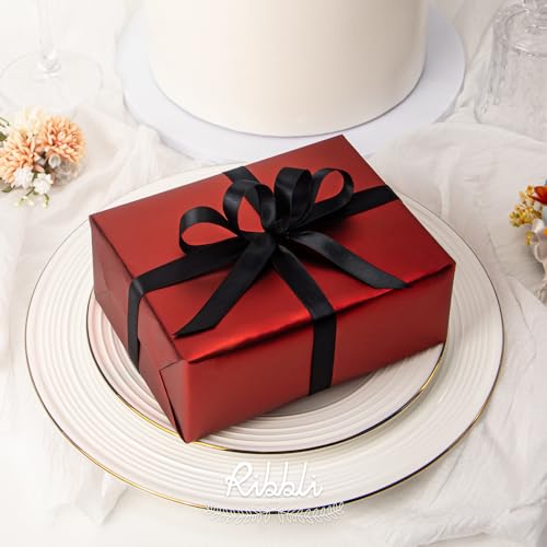 Ribbli Double Faced Black Satin Ribbon,1/2” x Continuous 25 Yards,Use for Bows Bouquet,Gift Wrapping,Floral Arrangement - color: Black, size: 1/2 inch