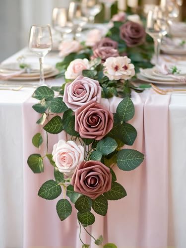 InnoGear Artificial Flowers, 50 Pcs Dusty Pink Foam Fake Roses Bulk with Stems for Decoration DIY Wedding Bouquets Centerpieces Bridal Shower Party Christmas Tree - color: Dusty Pink