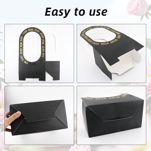 ARPOVIST 20 Pack Flower Arrangement Boxes, Foldable Black Bouquet Box Bags with Handle, Floral Gift Box for Bouquets, Wedding Flower Packaging, Florist Supplies for Birthday Valentine’s Day - color: Black, size: 1 count (Pack of 20)