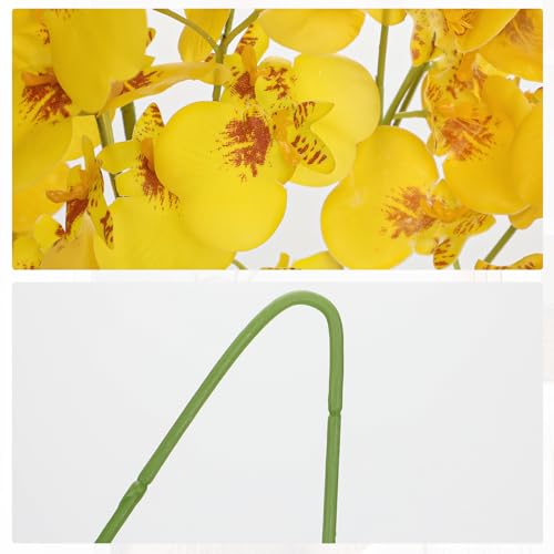 Villa Como Orchids Artificial Flowers, 6 Bunches Fake Silk Flowers for Decoration, Long Stem Real Touch Artificial Flowers for Vase Table Home Decor Indoor Bouquet Filler - Yellow - color: # Yellow