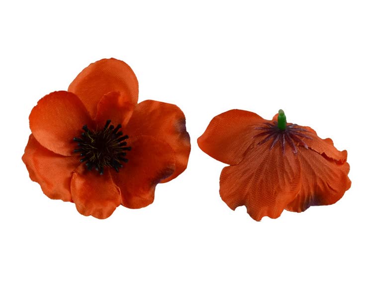 Rikyo 100 pcs Artificial Silk Poppy Anemone Flower Heads Autumn Fake Flower,Vase Fillers,Corsages for Wedding Decor,Nursery Wall,Archway Decor Wreath Garland Cake Ornaments,7cm Heads (Orange) - color: Orange