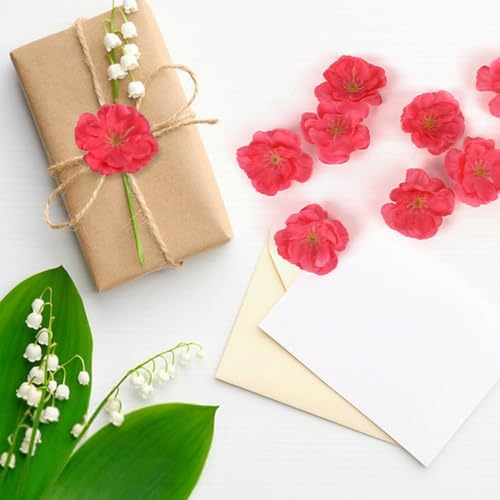 Artificial Cherry Blossom Flower Heads, Fake Silk Sakura Floral Heads for Bridal Hair Clips Headbands Dress DIY Accessories Wedding Party Supply Table Decorative (100pcs Rose) - color: Rose